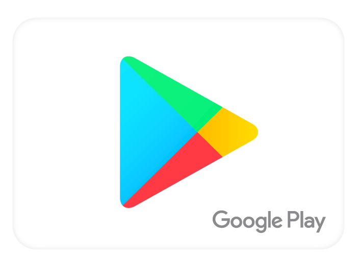 Google Play logo with play button in multiple fun colors with the text, "Google Play," in the lower right hand corner of a white rectangle