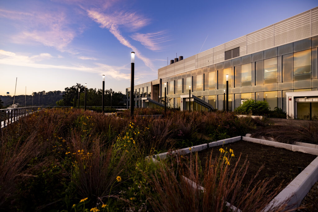 Green Roof and Agriculture and Natural Resources Building at sunrise
